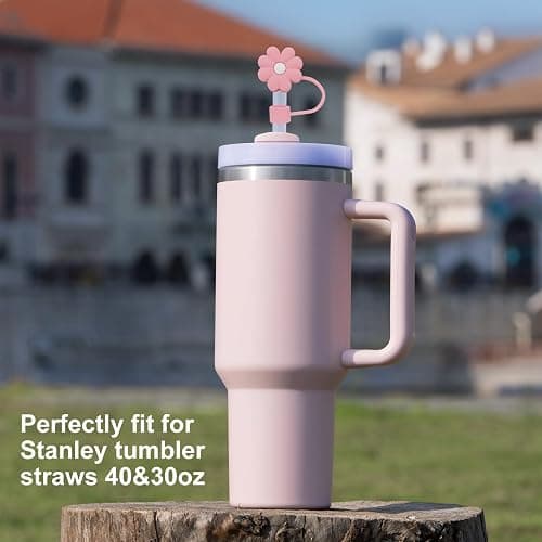 4Pcs 0.4in Diameter Cute Silicone Straw Covers Cap for Stanley Cup, Dust-Proof Drinking Straw Reusable Straw Tips Lids thumbnail 6