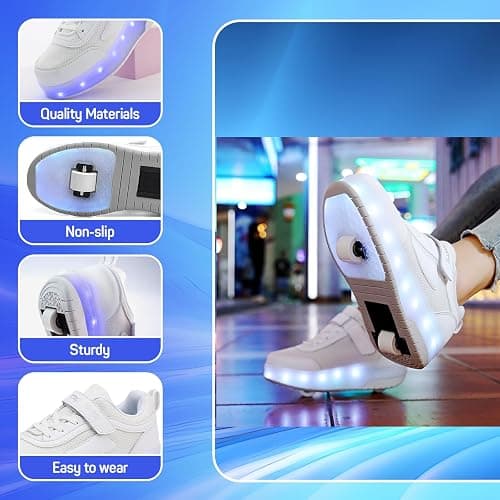 Yogeeft Kids Shoes with Wheels - 4 in 1 Light-Up Roller Shoes with USB Rechargeable LED Sneakers for School Christmas Party Gifts thumbnail 3