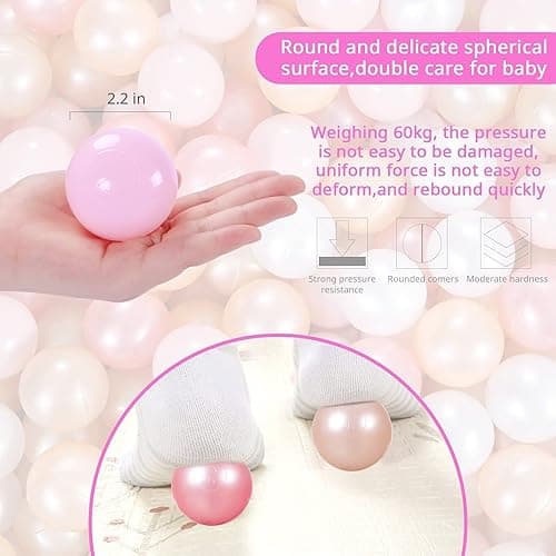 Heopeis Ball Pit Balls Pack of 100 200 500 - Star and Round Set BPA Free Phthalate Free Non-Toxic Crush Proof Play Balls Soft Plastic Balls for Toddlers Baby Kids Birthday Pool Tent Party thumbnail 10