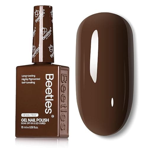 Beetles Dark Brown Gel Polish, 1 PC 15ML Full Size Hema Free Mocha Coffee Brown Color Polish Nail Gel Colorful Bottle Coffee o'Clock Soak Off UV Nail Art Manicure Gift for Women - Image 1