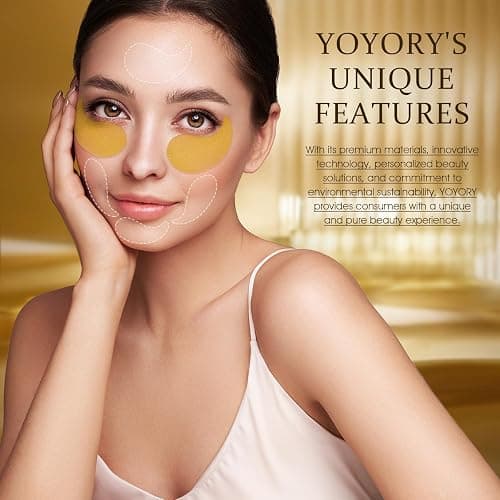 YOYORY Hydrogel Eye Patches for Dark Circles, Puffy Eyes & Wrinkles - Collagen & Hyaluronic Acid Infused Under Eye Masks, Hydrating Firming Care, Fine Lines,Eye Bags Reduction (60 Pcs) Gold thumbnail 5