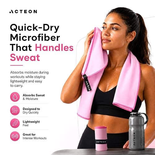 Acteon Microfiber Gym Towels 5 Pack Quick Dry, Silver ION Odor-Free, Super Absorbent Sweat Towels for Women, Workout, Yoga, Pilates, Tennis, Running, Swimming, Travel 16x30.5 Inch (Lavender Rose) thumbnail 4