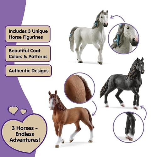 Schleich Horse Club - 3 PC Horse Figurine Playset - Collectible Figures with 3 Unique Breeds for Girls and Boys - Realistic Farm Animal Toy Set for Kids Ages 5+ | 77788 thumbnail 3