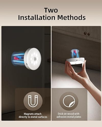 EZVALO Under Cabinet Lighting with Charging Station,1000mAh Rechargeable Puck Lights with Remote, 3 Color Temps & 12 RGB Closet Lights, Dimmable Motion Sensor Lights for Shelf, Kitchen (6 Packs) thumbnail 9