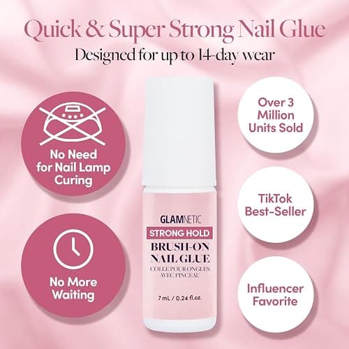 Glamnetic Super Strong Brush On Nail Glue | Brush Tip Applicator, Mess Free, Travel Friendly, Vegan | Durable & Long-Lasting | .24 fl. oz. thumbnail 4