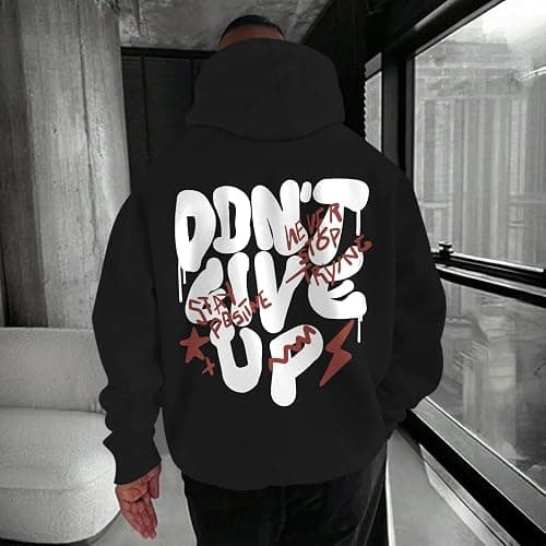Wedsadl Graphic Streetwear Hoodies For Men Vintage Hoodie Inspirational Sweatshirts Positive Letter Print Cotton Pullover thumbnail 4