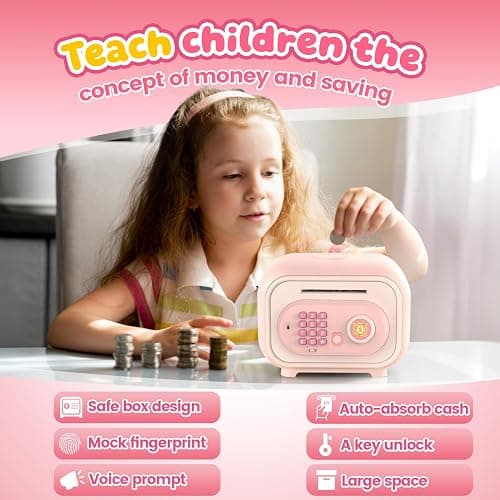 Piggy Bank for Kids, Piggy Bank Girls & Boys Toys for 5 6 7 8 9 10 11 12 Year Old Girl Birthday Gifts, Electronic ATM Money Saving Box Cash Coin Can, Christmas Gifts for Kids Age 6-8 8-12 Girl Boy thumbnail 6