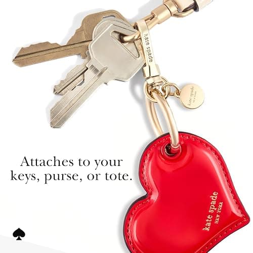 kate spade new york AirTag Charm Keychain - Heart-Shaped AirTag Holder with Luxe Gold Ring Clip for Bags, Luggage, Keys, and More - Classic Red thumbnail 2