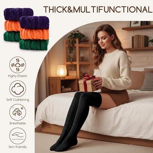 Buauty Women's Cable Knitted Boot Socks Extra Long Thigh High Winter Stockings Over Knee Leg Warmers thumbnail 5