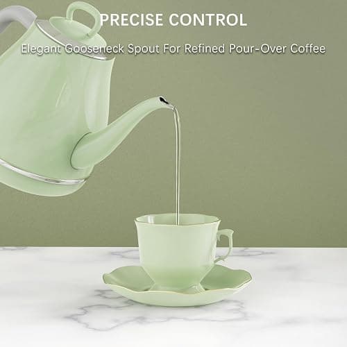 Anfilank Gooseneck Electric Kettle, 1L 1500W, 100% Stainless Steel BPA Free Electric Tea Kettles with Auto Shut & Boil Dry Protection. Water Kettle for Pour-over Coffee & Tea (Green) thumbnail 9