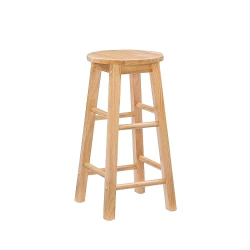 Linon Natural Barstool with Round Seat, 24-Inch - Image 1