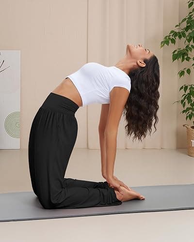 Stelle Women's Wide Leg Yoga Pants Soft High Waisted Sweatpants Stretch Lounge Bottom with Pockets 28" Inseam thumbnail 3