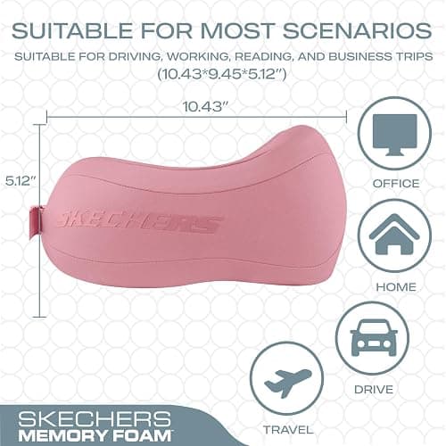 Skechers Neck Pillow for Traveling,Memory Foam Travel Neck Pillow for Airplane Travel Pillow for Flight Headrest Sleep, Portable Plane Accessories,Pink thumbnail 2