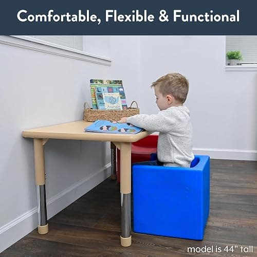 Children's Factory 3-in-1 Cube Chair for Kids, Flexible Seating Classroom Furniture, 1-Pack, Blue thumbnail 4