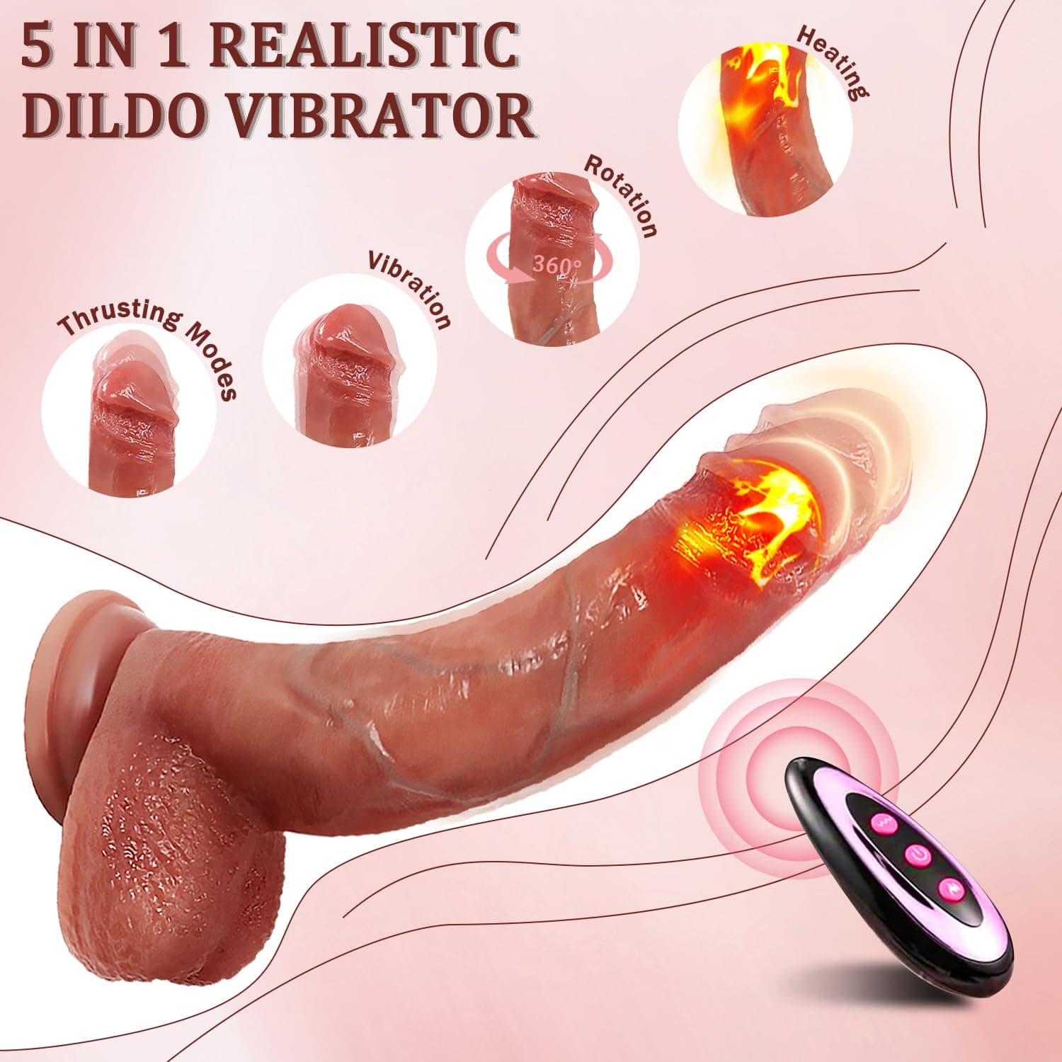 Realistic Dildos Feels Like Skin, 8.6 Inch Thrusting Dildo Vibrator with 7 Vibrating Modes G Spot Vagina Silicone Dildos Female Sex Stimulator Adult Sex Toys for Women and Couple with Heating thumbnail 3