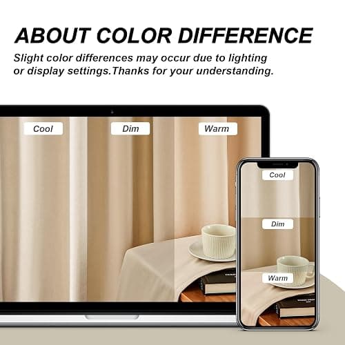 Topfinel Beige Velvet Curtains 84 Inches Long for Bedroom Living Room Neutural Elegant Soft Velvet Modern Boho Blackout Thermal Back Tab Curtain Drapes Home Decor Set of 2,84 inch Length thumbnail 7