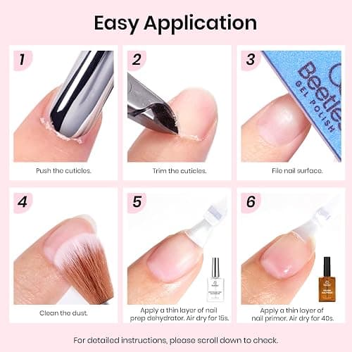 Beetles 15ml Protein Nail Prep Dehydrator and Primer nail Set - 2PCS Hema-Free & Acid Free Nail Bond Protein Prep Kit for Gel Nail Polish Acrylic Nail Supplies thumbnail 6