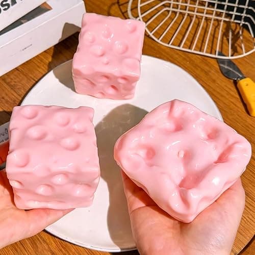Yellow Cheese Squishys Toys – Squeeze Luck Cheeses Squishys, Cute Sensory Toy for Kids & Adults,Soft Novelty Slow Rising Sensory Cheese Stress & Anxiety Relief Fidget Toys Pink thumbnail 6