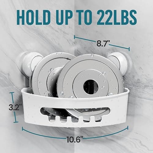 TAILI Corner Shower Caddy Suction Cups Heavy Duty,Small Bathroom Shower Shelf Storage Basket Wall Mounted Organizer for Shampoo,Conditioner,Plastic Shower Rack for Kitchen,Drill-Free Removable thumbnail 2