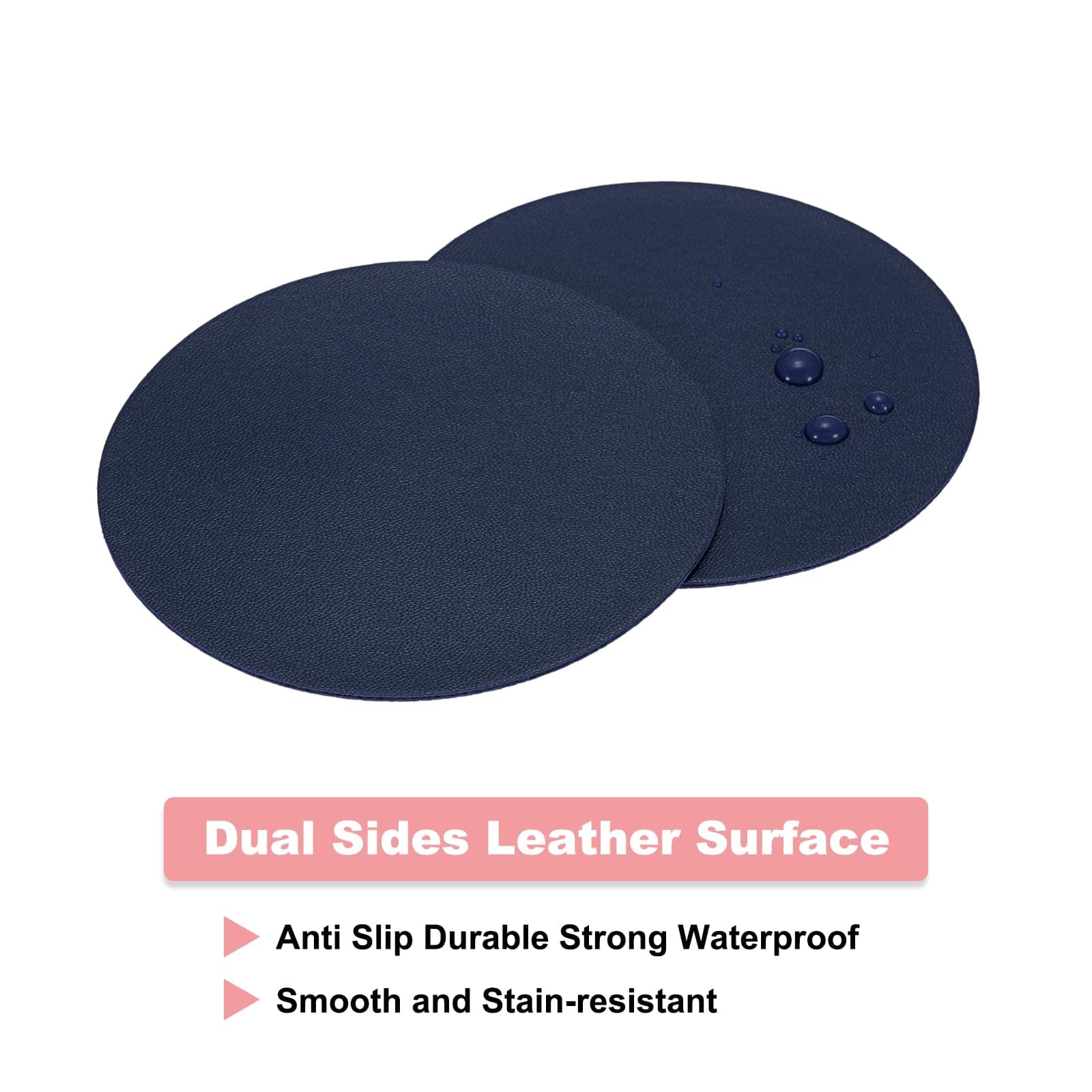 uxcell Round Drink Coasters Set of 12 Dual Sided Non-Slip Non-Stick Waterproof Leather Coasters for Drinks, Coffee Table, Housewarming Gifts, Home Decor 4"×4"Navy Blue thumbnail 3