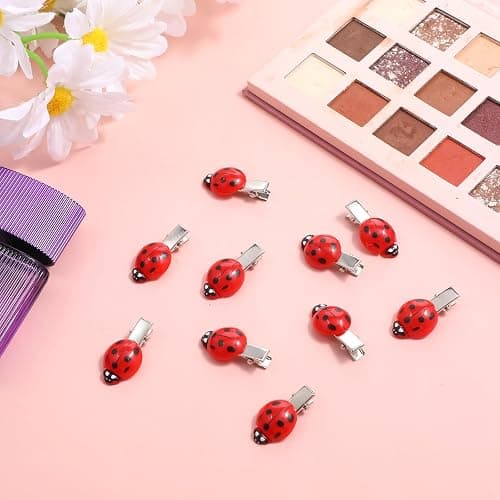 10 PCS Fun Ladybug Hair Clips, Cute Lady Bug Barrettes Funky Insect Hair Clips Whimsical Accessories for Girls Women Back to School Halloween Cosplay Themed Party thumbnail 7