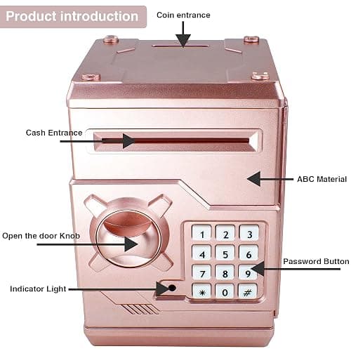 Suliper Electronic Piggy Bank Code Lock for Kids Baby Toy, Mini ATM Safe Coin Cash Banks Real Money Saving Box with Password, Auto Money Scroll for Children,Boys Girls Birthday Gift (Rose Gold) thumbnail 3