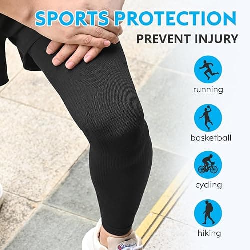 KEKING Full Leg Compression Sleeves, Unisex, Thigh High Compression Stocking 20-30mmHg Graduated Support for Thigh Calf Knee, Running, Basketball, Reduce Varicose Veins and Swelling, All Black L thumbnail 5