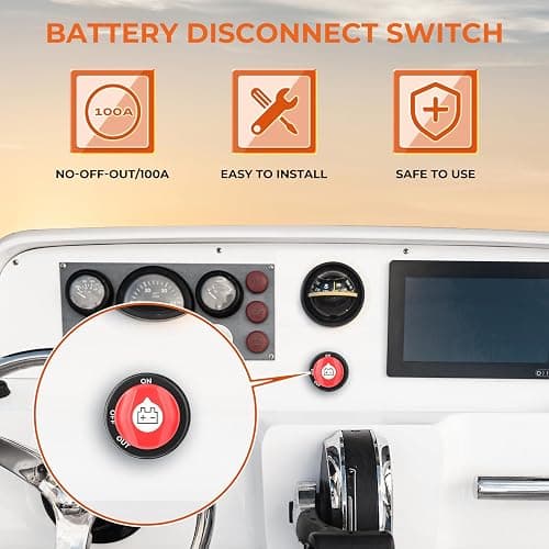 ISINFLASH Battery Disconnect Swicth 12-48V, Battery Master Cut Shut Off Isolator Switch for Marine Boat RV ATV Car Utv Vehicle, Max 32V DC 100A Cont 150A Power Battery Switches (On-Off-Out) (100A) thumbnail 2
