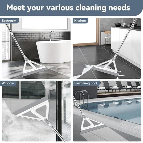 Multifunction Magic Broom, Squeegee Broom for Floor, Rubber Silicone Broom for Floor Cleaning, Magic Broom Sweeper for Living Room, Kitchen, Bathroom-Easy Dry The Glass (Grey, 54 INCH) thumbnail 5