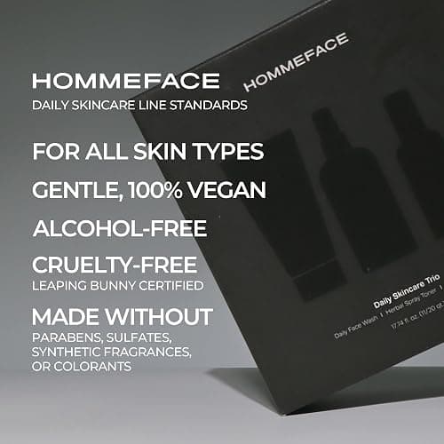 HommeFace Men’s Daily Trio 3-Step Daily Routine Set with Face Wash, Herbal Spray Toner & Moisturizer - Korean Skincare Technology with CICA, Tea Tree Leaf & Witch Hazel Extracts, for All Skin Types thumbnail 6