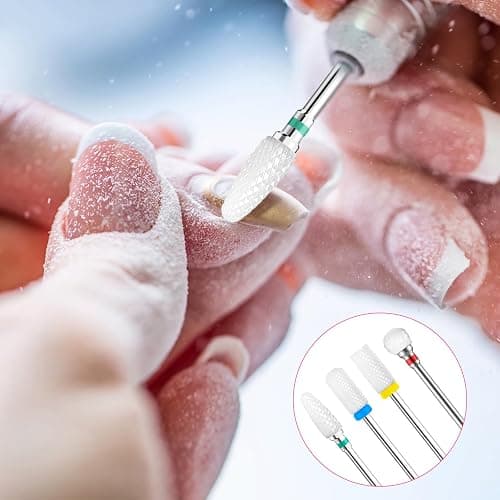12 Pièces Broderie Ponceuse Ongles, Professionnelle embout ponceuse ongles ceramique pour Enlever le gel et les Cuticules thumbnail 3