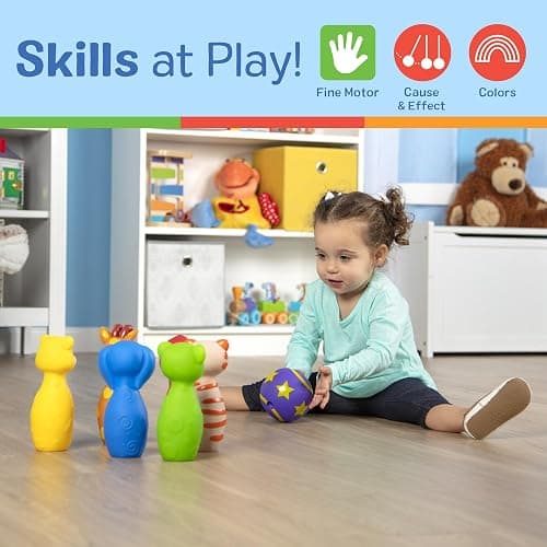 Melissa & Doug K’s Kids Bowling Friends Set, Soft Animal-Themed Pins & Ball with Carry Case, Travel-Friendly Bowling Game Sports Toy, Indoor & Outdoor Toddler Toys for Kids Ages 2+ thumbnail 5