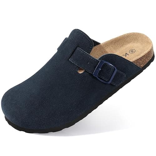 KIDMI Genuine Suede Clogs for Women Cork Footbed Sandals Leather Mules Potato Shoes with Arch Support - Image 1