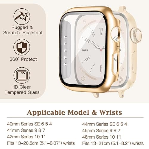 Vamyzji Compatible with Apple Watch Strap with Case for Apple Watch Series 11 10 42mm 46mm SE/SE2/SE3 Series 6 5 4 40mm 44mm, Slim Stainless Steel Metal iWacth Band with Case for Serie 1110 SE 6 5 4 thumbnail 6