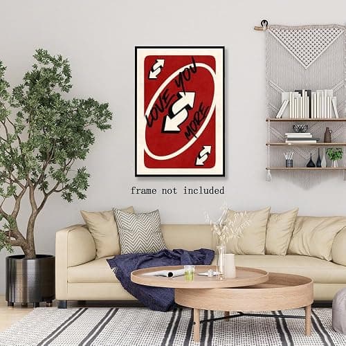 Burgundy Trendy Playing Card Girly Wall Art Love You More Canvas Printing Fashionable Retro Valentine's Day Preppy Poster apartment decor 8x12inch Unframed thumbnail 8
