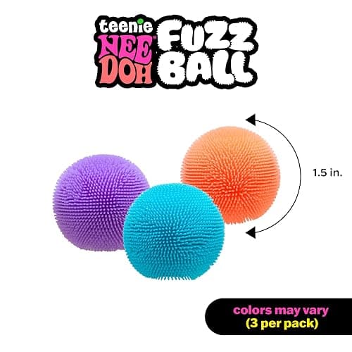 Schylling Teenie NeeDoh Fuzz Ball - Mini Sensory Toy with a Velvet Texture and Soft Cloud Squish - Ages 3 and Up - Color May Vary; Three Fuzz Balls Per Pack thumbnail 5