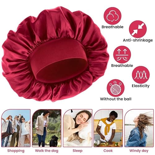 WLLHYF Silk Bonnet for Men, Satin Bonnet Elastic Band Silk Sleep Cap Soft Adjustable Hair Cap Hair Wrap for Women Sleeping thumbnail 5