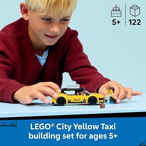 LEGO City Yellow Taxi Car Building Toy for Kids - Pretend Play Set for Boys & Girls, Ages 5+ - Toy Car W/Taxi Driver & Tourist Minifigures - Gift Idea for Birthdays - 60487 thumbnail 2