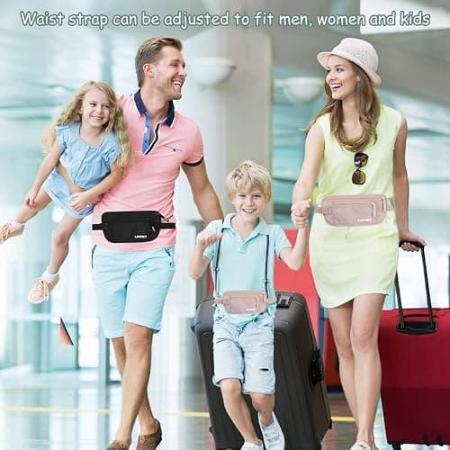 Money Belt for Travel Women and Men Slim Hidden Travel Wallet with RFID Blocking - Beige thumbnail 7