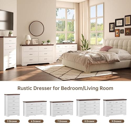 Airynee Farmhouse 7 Drawer Dresser for Bedroom, 51" Wide Chest of Drawers, Wooden Dresser TV Stand, Storage Dressers Organizer for Bedroom, Living Room, Hallway thumbnail 4