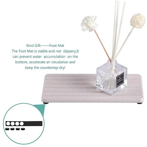 NiuYichee 2 PCS Water Absorbent diatomite Coasters, 8.3" x 4" Water Absorbing Stone Tray for Sink, Stone Drying mat for Kitchen Counter, Stone soap Tray Used for Hand Soaps & toiletries & Plants thumbnail 4