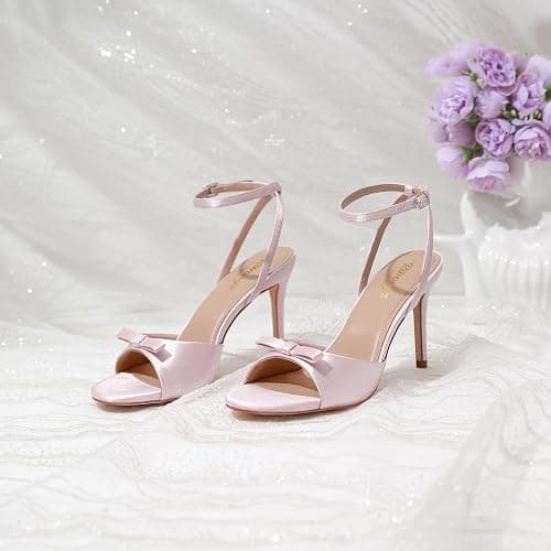 RIBONGZ Mule Kitten Heels for Women Dressy High Heeled Shoes Summer Square Open Toe Strappy Dress Sandals Backless Comfortable Mules Wedding Bridal Parties Office Vacation Casual Shoes thumbnail 7