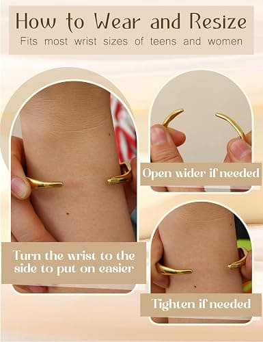 YADOCA Armreif Gold Armband Damen Gold Armband, 14K Gold Edelstahl Armkette Goldene Damen Armbänder Damen Schmuck Valentinstag für Sie Frauen thumbnail 5