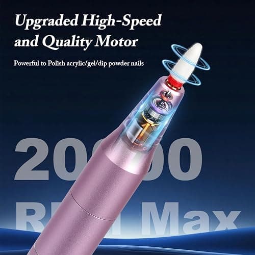 QPVZX Electric Nail File for Gel Nails - Ultra Quiet Manicure Drill, Low Vibration Pedicure Tool Set, Portable Nail Polish Kit for Home Salon, Pink Professional Set thumbnail 5