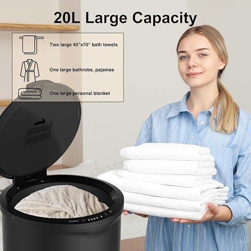 Trydow Ultra Large Capacity Towel Warmer Bucket, Rapid Heating with Timer, One-Button Control, Safety Lock, Perfect for Home and Spa, Black thumbnail 4