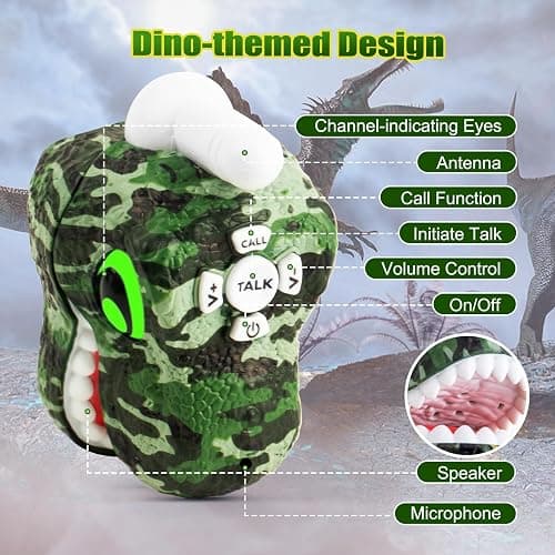 AZYFEI Dinosaur Walkie Talkies for Kids 2 Way Radios Toys for Boys Girls Ages 3-12 Long Range, 3 Channels Outdoor Adventure, Camping, Hiking Gifts Birthday Gifts Christmas Stocking Stuffers thumbnail 5