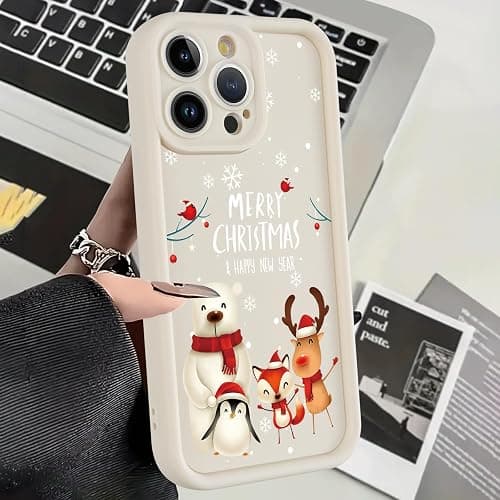 Yomjew 2 Pack Christmas Phone Case for iPhone 14 Pro 6.1", Cute Cover with Red Xmas Santa Elk Snowman Snowflake Pattern Full Camera Lens Shockproof Soft Silicone Cover for Girl Women thumbnail 3