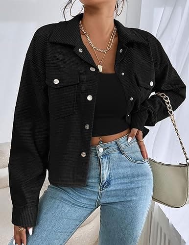 Ekouaer Long Sleeve Crop Tops, Scroop Neck thumbnail 5