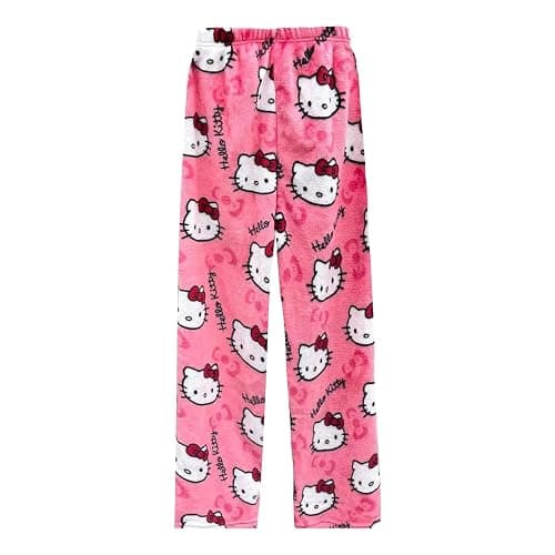 GTPLORC Anime Cat Pajamas Pants for Women, Cute Cartoon Pjs Pants Fluffy Flannel Sleep Bottoms - Image 1