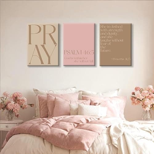Pink Christian Wall Art Bible Verse Canvas Wall Decor Minimalist Scripture Poster Girls Room Pictures Inspirational Modern Religious Decor Prints Artwork for Bedroom Living Room 12x16x3 In Unframed thumbnail 6